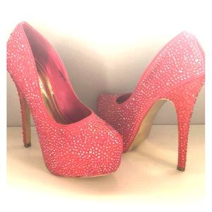 Hot pink rhinestone high heels